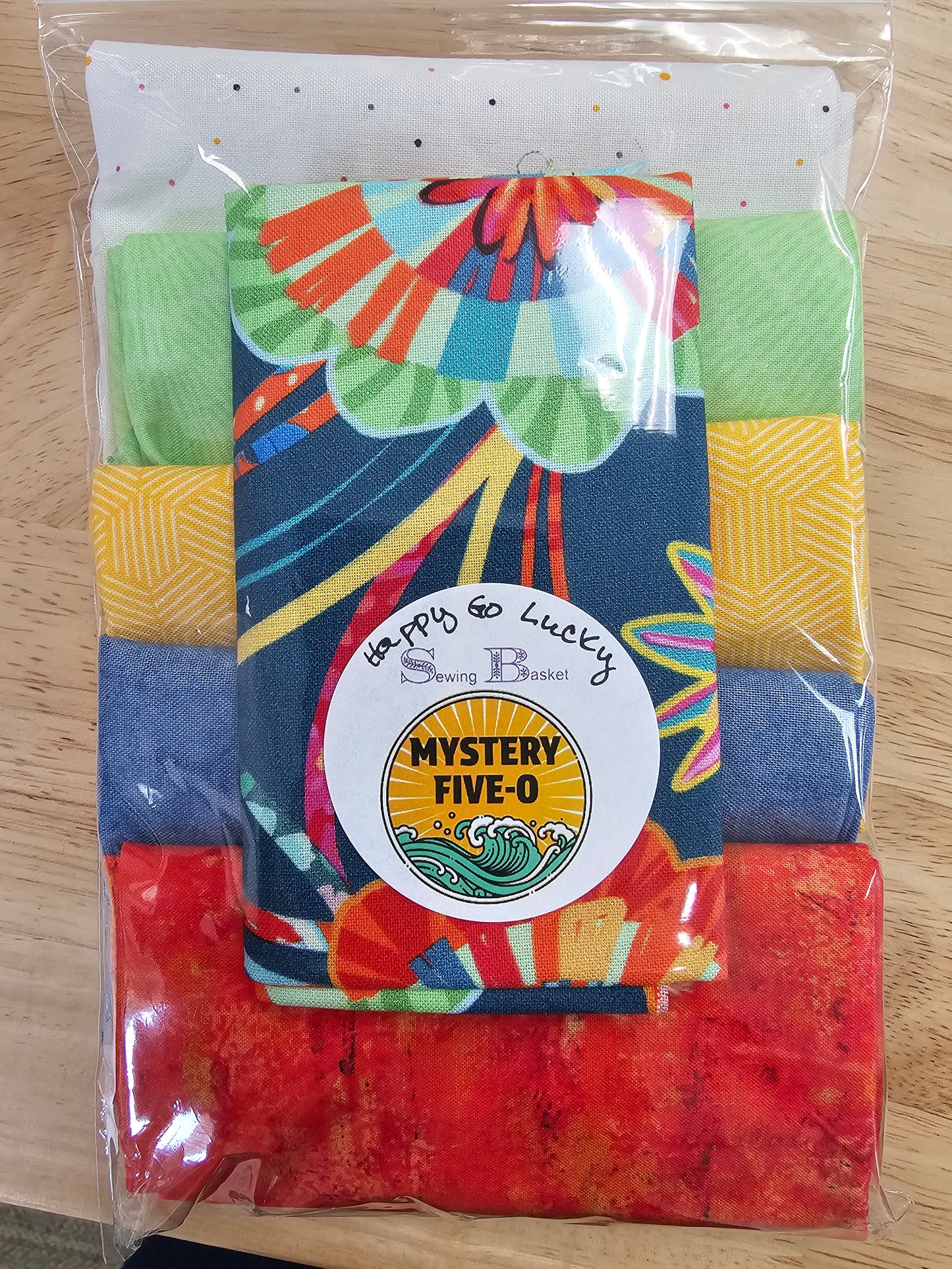 Mystery 50: Happy Go Lucky Fat Quarter Bundle: Bright Colors: green, yellow, blue, orange