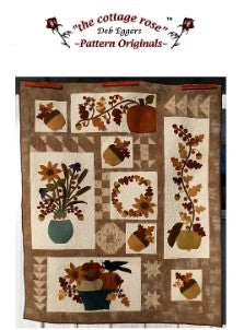 Autumn Sampler Quilt - Project Book, 52" x 62" Cotton fabrics and Wool applique