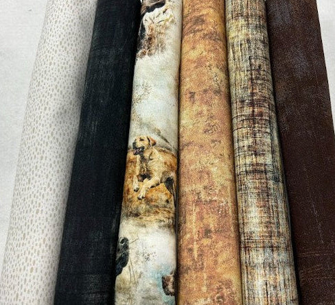 Simply 6 - Half Yard Bundle: Dogs (QT Fabrics) and Browns