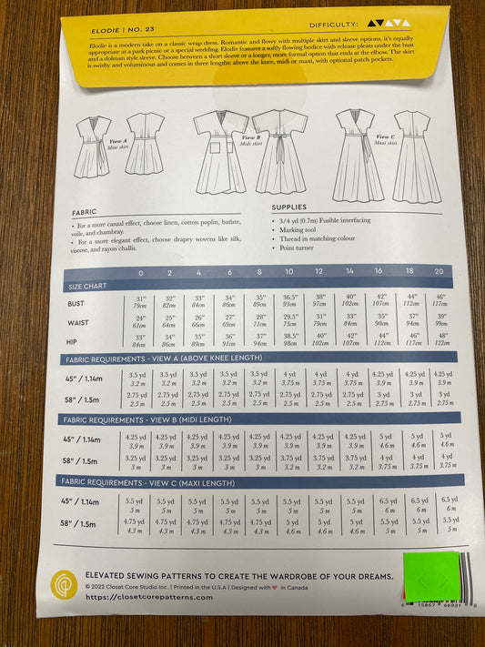 Elodie Wrap Dress - Closet Core Patterns