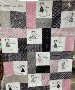 Me Without You (embroidery machine applique) Quilt Kit - Pattern, fabric for front, binding