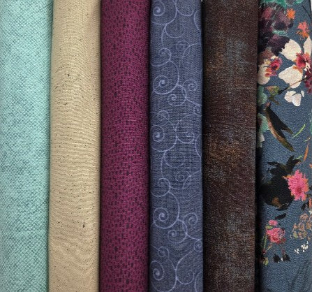 Simply 6 - Half Yard Bundle: Flower, Swirls, Multi Colors