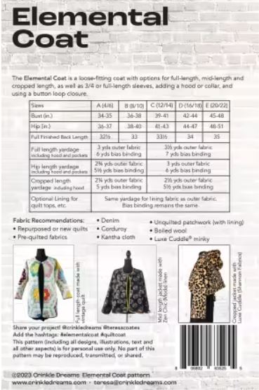 Elemental Coat Pattern - Petunia's Favorite Jacket