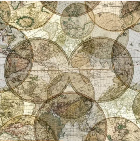 Globes - 108" cotton fabric