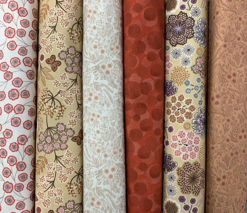 6 Pack - 1/2 yards & FREE pattern - Jardin D' Automne in creams