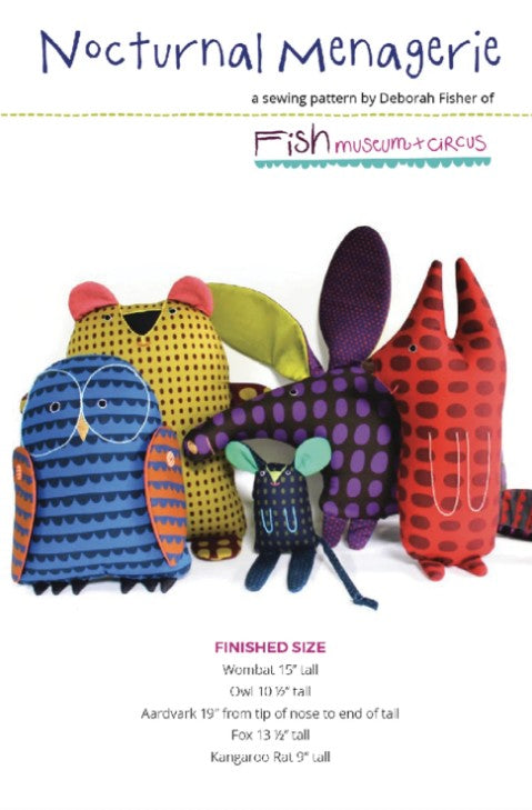 Nocturnal Menagerie, sewing pattern, animals