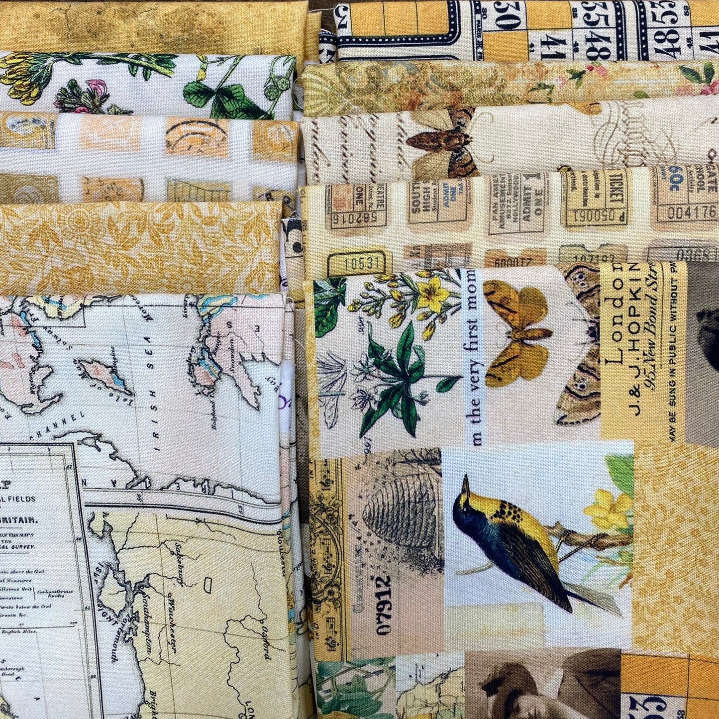 10 Fat Quarters - Tim Holtz yellow color palette