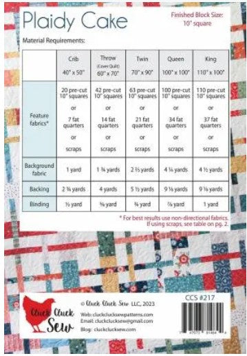 Plaidy Cake Quilt Pattern by Cluck Cluck Sew - 5 quilt sizes baby quilt to king size