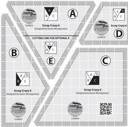 Creative Grids Scrap Crazy 6 Templates Quilt Ruler