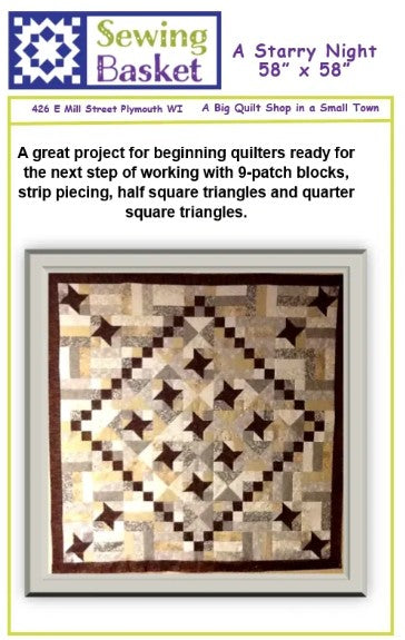 Starry Night Quilt Pattern 58 x 58 by The Sewing Basket