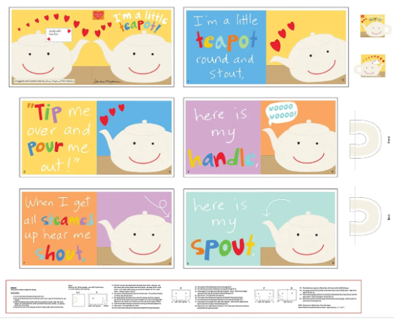 I'm a Little Teapot BOOK Panel - Instructions printed on panel by Studio e