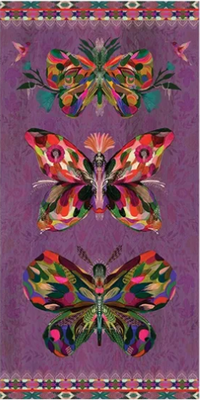 Wings - Butterflies Panel, Plum 22"x42"
