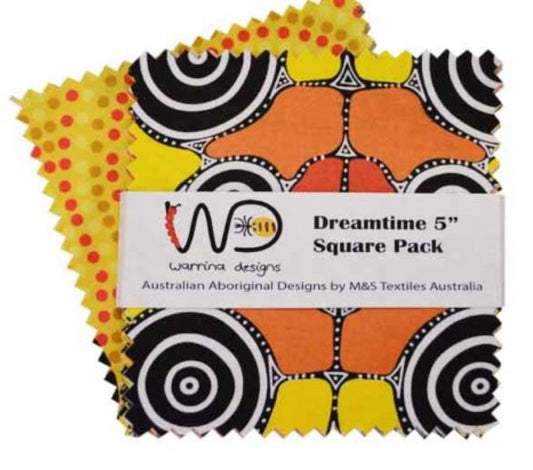 M & S Textiles Australia: Dreamtime Yellow 5" Squares