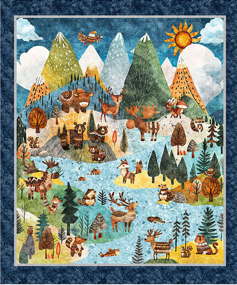 Bearsville - Darling forest animal fabric panel