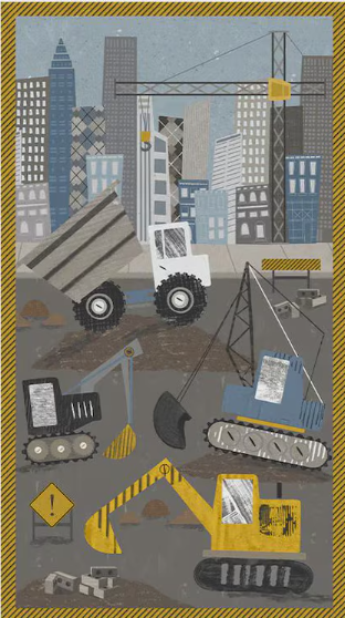 Diggers and Dozers Fabric Panel