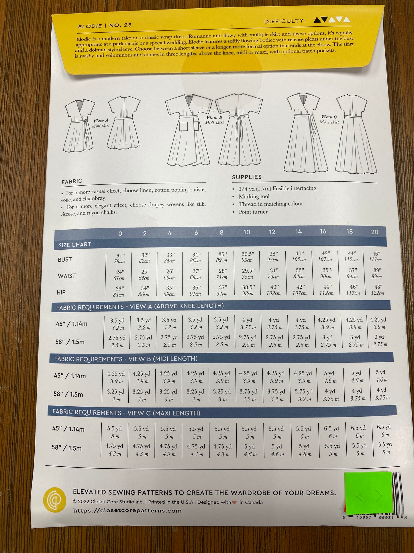 Elodie Wrap Dress - Closet Core Patterns