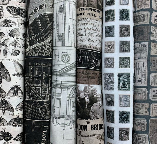 6 Pack - 1/2 yards & FREE pattern  - Tim Holtz fabrics