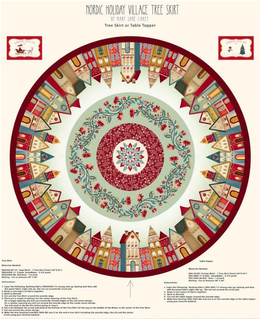 Nordic Holiday Village Table Topper OR Tree Skirt by Henry Glass Fabrics