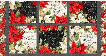 Poinsettia Radiance quilt blocks by White Owl Textiles