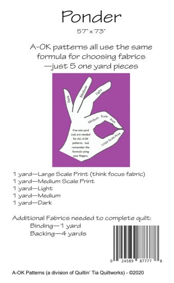 Ponder - A-OK 5 Yard Quilt Pattern