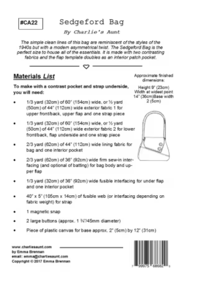 The Sedgeford Bag: A Vintage Purse pattern - Kits Available too