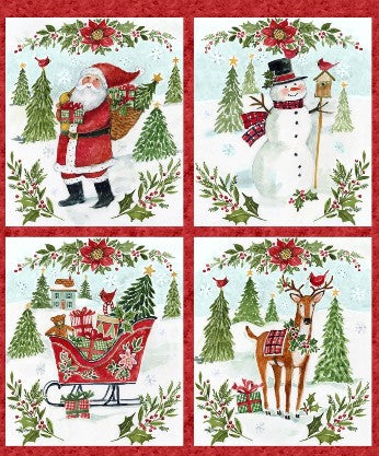 Snowy Greetings fabric panel