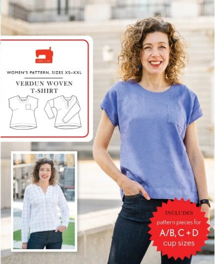 Verdun Woven T Shirt Pattern by Liesl & Co - Sizes from XS to XXL