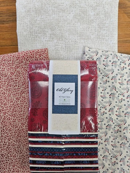Aloha Mystery fabric kit, red, white & blue