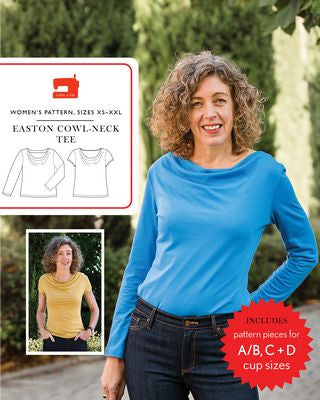 Easton Cowl-Neck Tee Pattern by Liesl + Co, Easy Sew Cowl Neck T Shirt Pattern