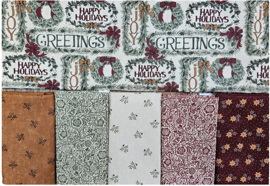 6 Fat Quarters -A Vintage Christmas by Kansas Troubles Quilters