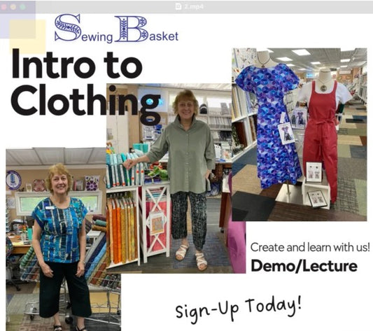 Intro to Clothing Sewing Class, Friday, Sept 12 from 10:00-11:30
