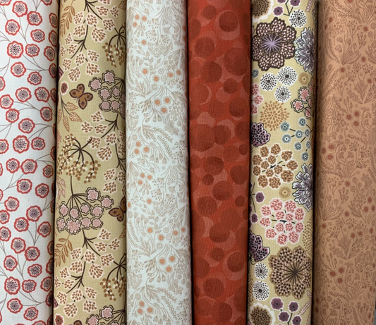 6 Pack - 1/2 yards & FREE pattern  - Jardin D' Automne in creams