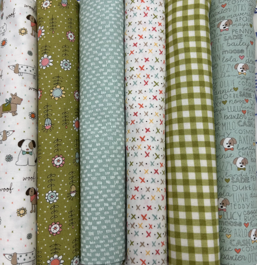 6 Pack - 1/2 yards & FREE pattern too!  Lucky Dog from Moda