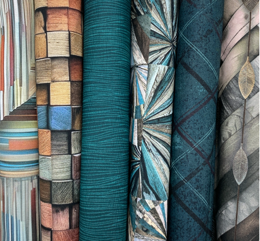6 Pack - 1/2 yards & FREE pattern  - Blues and Teal